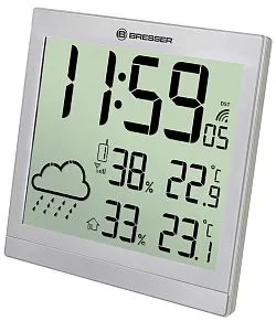 6463664 Bresser TemeoTrend JC LCD RC időjárás állomás (falióra), ezüst