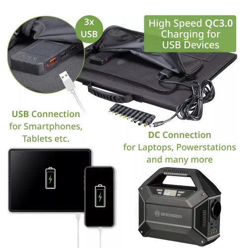 képe Bresser 40 Wattos mobil napelemes töltő, USB-vel,  4
