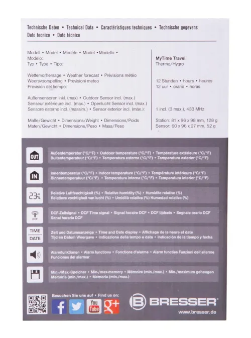 képe Bresser My Time Travel ébresztőórás időjárás állomás,  12