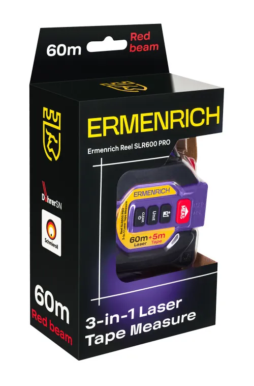 képe Ermenrich Reel SLR600 PRO 3-az-1-ben lézeres mérőszalag,  8