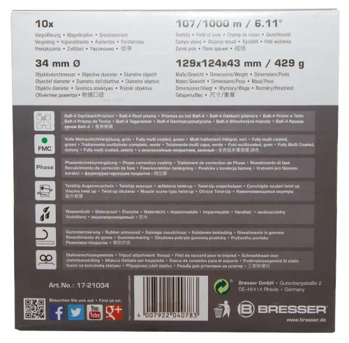 képe Bresser Pirsch 10x34 kétszemes távcső,  13