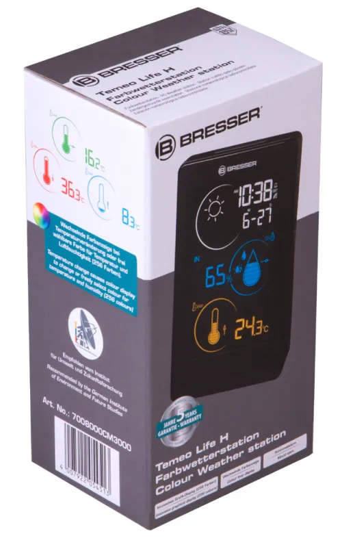 6463664 Bresser Temeo Life H színes kijelzős időjárás állomás, fekete,  10