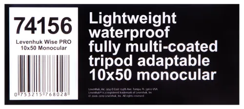 6463664 Levenhuk Wise PRO 10x50 egyszemes távcső,  15