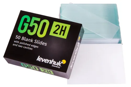 képe Levenhuk G50 2H dupla üreges üres tárgylemez (50 darab),  2