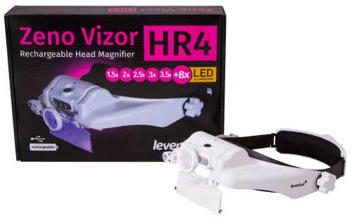 6463664 Levenhuk Zeno Vizor HR4 fejre rögzíthető, tölthető nagyító,  10