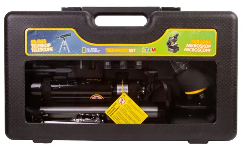 6463664 Bresser National Geographic készlet: 50/360 AZ teleszkóp és 40x–640x mikroszkóp,  2