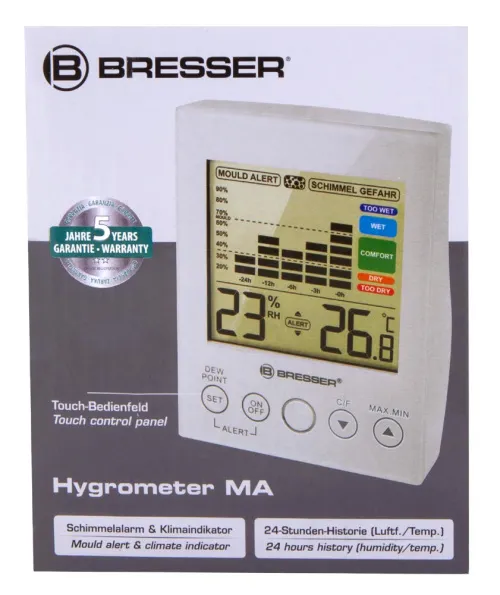 6463664 Bresser penészedés-riasztó higrométer, fehér,  9