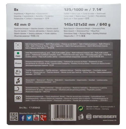 képe Bresser Pirsch 8x42 kétszemes távcső,  13