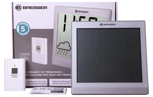 6463664 Bresser TemeoTrend JC LCD RC időjárás állomás (falióra), ezüst,  2