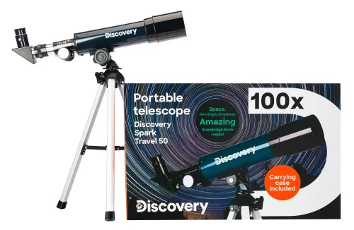 képe Levenhuk Discovery Spark Travel 50 teleszkóp könyvvel,  2