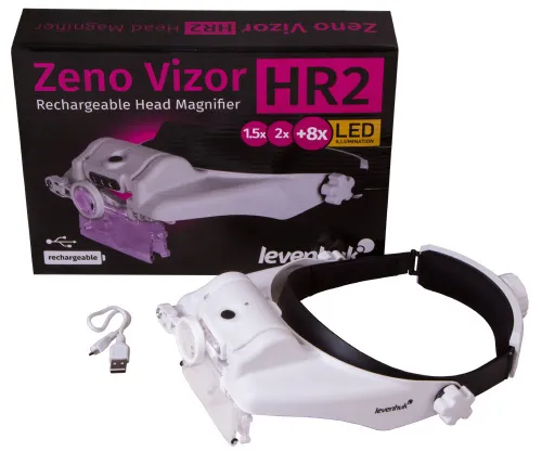 6463664 Levenhuk Zeno Vizor HR2 fejre rögzíthető, tölthető nagyító,  2