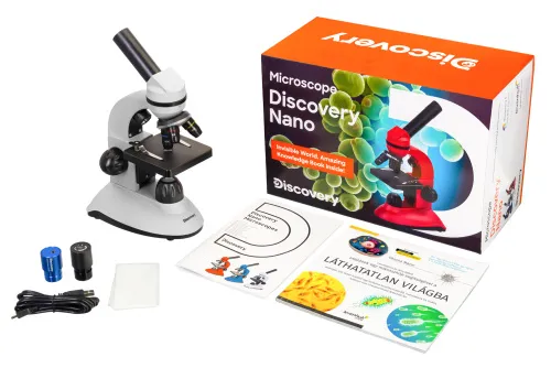 6463664 Levenhuk Discovery Nano Polar digitális mikroszkóp és könyv,  2