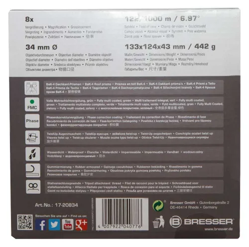 6463664 Bresser Pirsch 8x34 kétszemes távcső,  13
