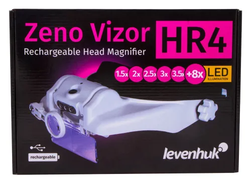 6463664 Levenhuk Zeno Vizor HR4 fejre rögzíthető, tölthető nagyító,  12