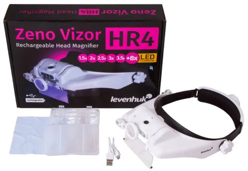 6463664 Levenhuk Zeno Vizor HR4 fejre rögzíthető, tölthető nagyító,  2